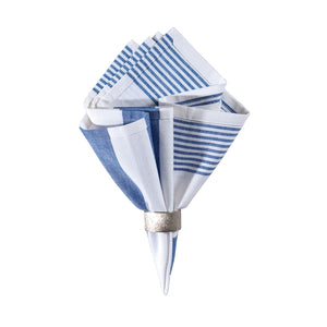 A blue and white striped cotton napkin with a crisp, coastal-inspired design that adds tailored texture to everyday or seasonal table settings.