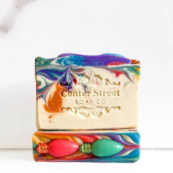 Center Street Deck The Halls Christmas Handmade Soap Bar With Cinnamon, Clove, And Apple Fragrance