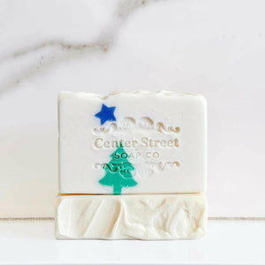 Center Street Maine Flag Handmade Artisan Soap Bar With Pine And Apple Fragrance