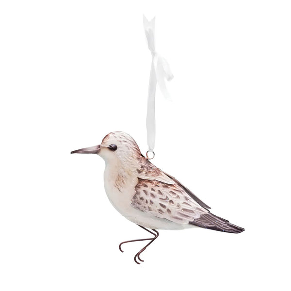 Christmas Sandpiper Ornament With Metal And Capiz Shell, Coastal Christmas Decor And Holiday Tree Ornament