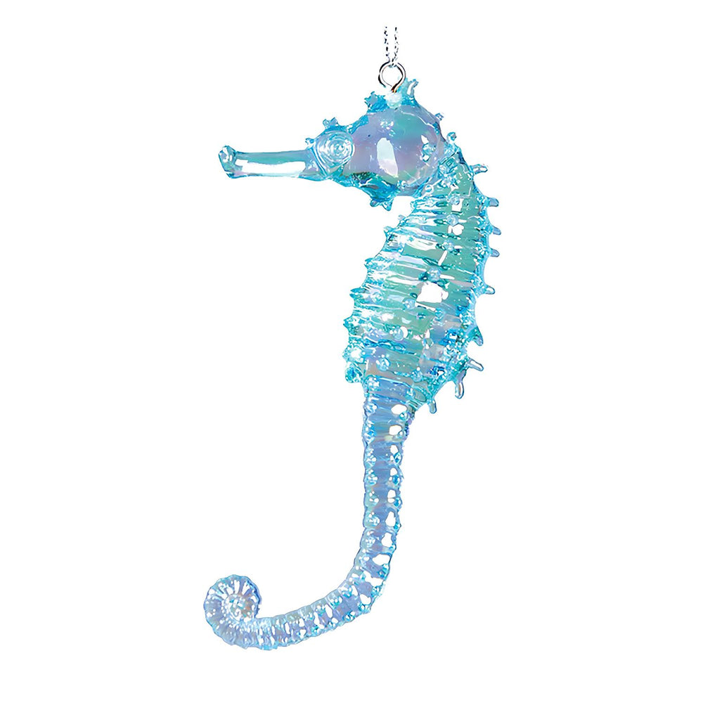 Christmas Seahorse Ornament In Blue Acrylic, Coastal Christmas Decor And Ocean-Inspired Holiday Ornament