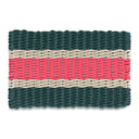 Christmas Spruce, Light Tan and Nantucket Red Wicked Good Lobster Rope™ Doormat at a Front Door, Handwoven Maine Outdoor Doormat and Coastal Christmas Decor