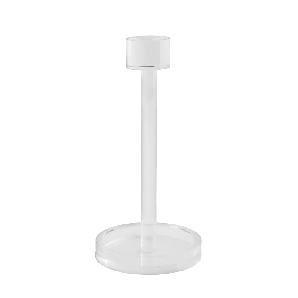 Clear Glass Cocktail Napkin Holder Displayed With A Turquoise Napkin Roll For Entertaining