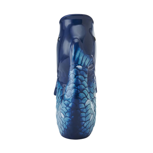 Coastal Blue Fin Pitcher Side View Showing Blue Fish Shape And Textured Scales, Coastal Gifts
