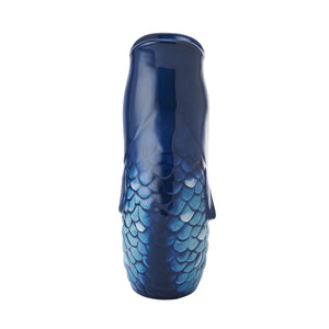 Coastal Blue Fin Pitcher Rear View Showing Raised Scale Detail, Ocean Lover Gift Ideas