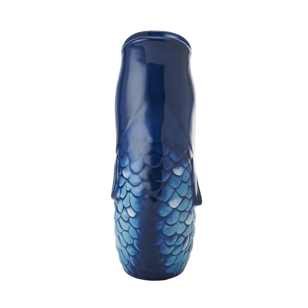 Coastal Blue Fin Pitcher Rear View Showing Raised Scale Detail, Ocean Lover Gift Ideas