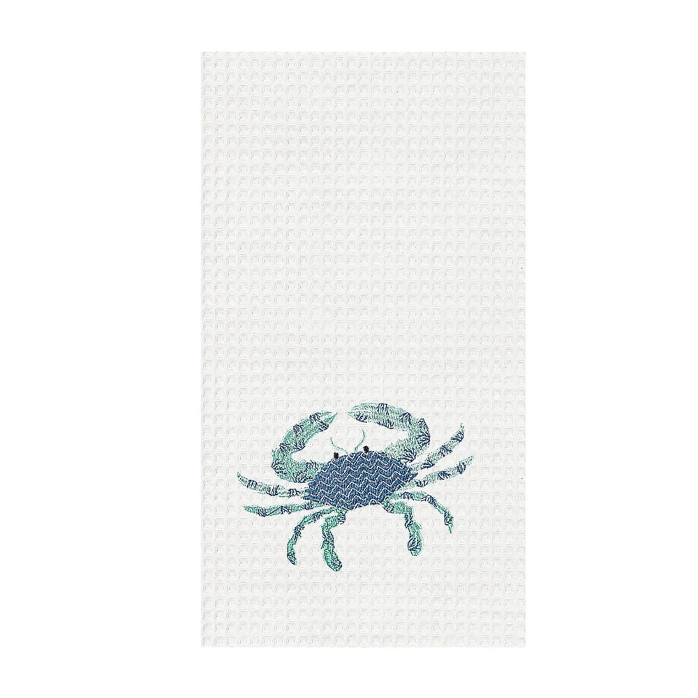 Coastal Crab Kitchen Towel For Beach House Kitchen Decor, Nautical Home Accents