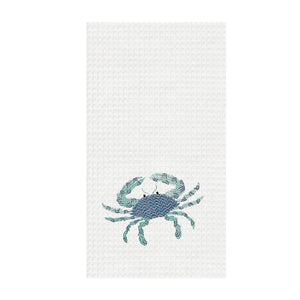 Coastal Crab Kitchen Towel For Beach House Kitchen Decor, Nautical Home Accents