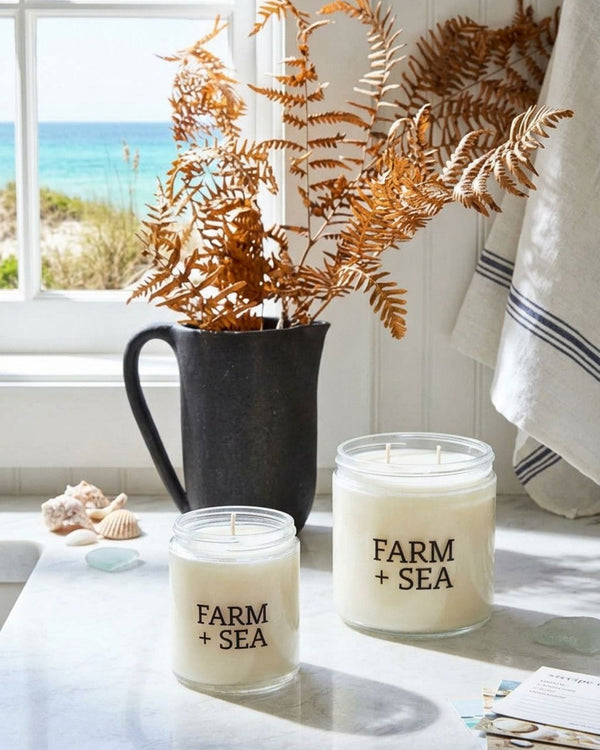 Coastal Farm + Sea Candles, 5.5 Oz and 14 Oz Sizes, Beach House Kitchen Decor
