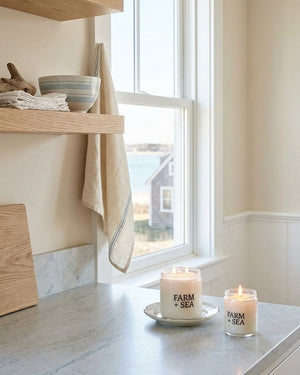 Coastal Farm + Sea Candles, 5.5 Oz and 14 Oz Sizes, Coastal Kitchen Countertop Decor