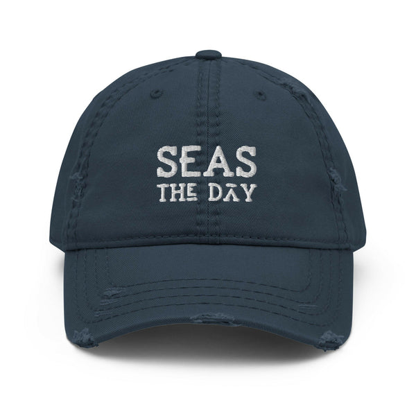 Seas The Day Distressed Hat | Cotton Twill Baseball Cap | New