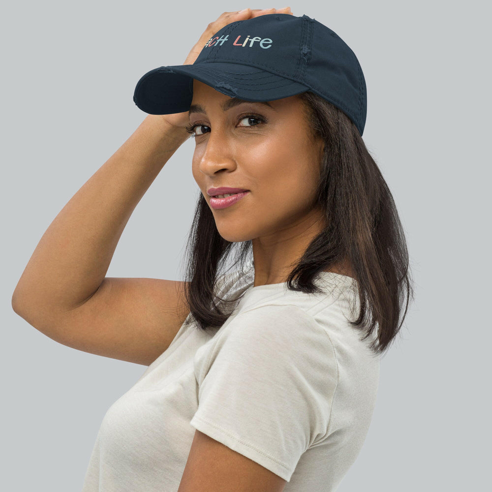 Beach Life Distressed Hat, Baseball Cap  New England Trading Co Navy  