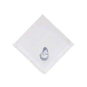 Oyster Pattern Embroidered Cloth Napkin Styled With Coastal Tableware, Beach House Dining, Coastal Entertaining And Summer Tables