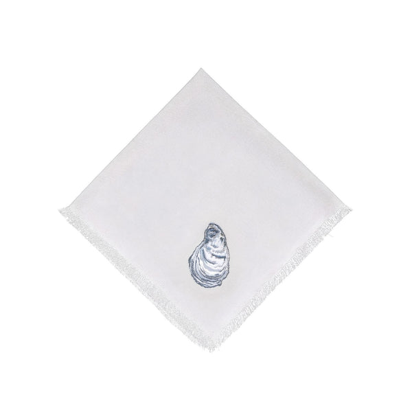 Oyster Pattern Embroidered Cloth Napkin Styled With Coastal Tableware, Beach House Dining, Coastal Entertaining And Summer Tables