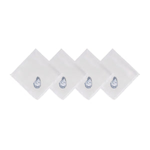 Embroidered Oyster Pattern Cloth Napkins Set Of 4 In Blue And Beige, Coastal Table Linens, Beach House Tables And Seaside Dining