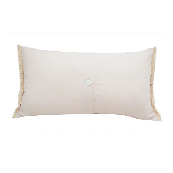 Back Of Sandpiper Sprint Indoor Throw Pillow With Button Closure And Fringed Edges, Coastal Home Decor And Beach House Furniture