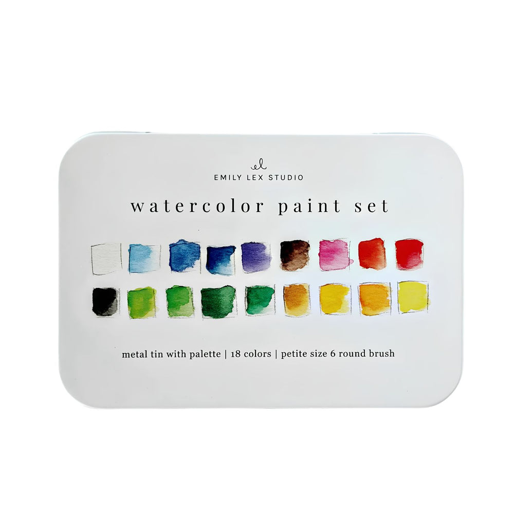 Emily Lex Studio Watercolor Paint Set with 18 Colors in Compact Metal Tin, Watercolor Art Supplies