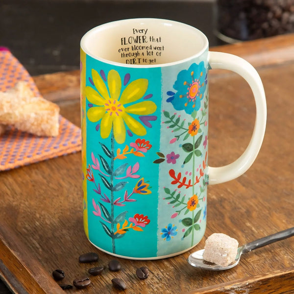 Inspirational Flower Latte Mug, 16 oz Floral Ceramic Mug