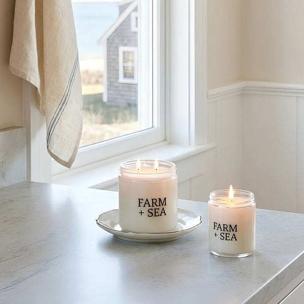 Coastal Farm + Sea Candles, 5.5 Oz and 14 Oz Sizes, Coastal Kitchen Countertop Decor