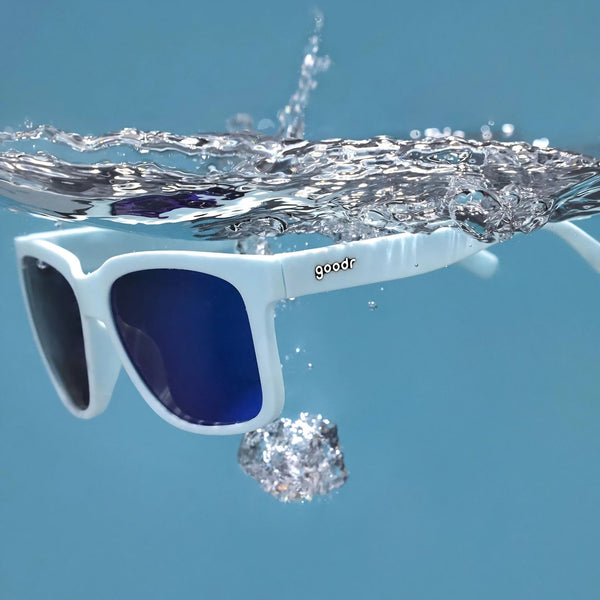 Goodr Sea Foam Party Favor Sunglasses, Light Blue Sunglasses with Blue Mirrored Water-Repellent Lenses, Floating Sunglasses, Beach Sunglasses, Water Sports Sunglasses, Outdoor Sunglasses, Pool Sunglasses