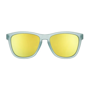 Goodr Sunbathing With Wizards Sunglasses, Light Blue Frame, Gold Reflective Polarized Lenses, UV400 Protection, Beach Outdoor Sunglasses