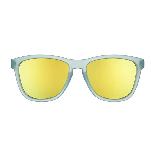 Goodr Sunbathing With Wizards Sunglasses, Light Blue Frame, Gold Reflective Polarized Lenses, UV400 Protection, Beach Outdoor Sunglasses