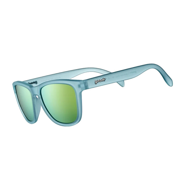 Goodr Sunbathing With Wizards Sunglasses, Light Blue Frame, Gold Reflective Polarized Lenses, UV400 Protection, Beach Outdoor Sunglasses