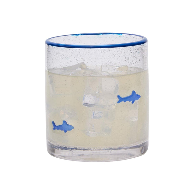 Great White Shark Acrylic Double Old Fashioned Glass, 16 oz, Nautical Glassware