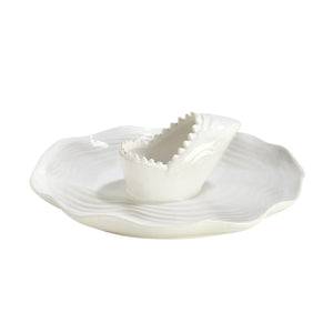 Great White Shark Chip and Dip Bowl, Ceramic Shark Serving Dish, Nautical Appetizer Serving Bowl, 12 Inch Tray