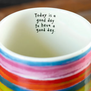 Rainbow Latte Mug with Inspirational Quote, 16 oz Ceramic Mug