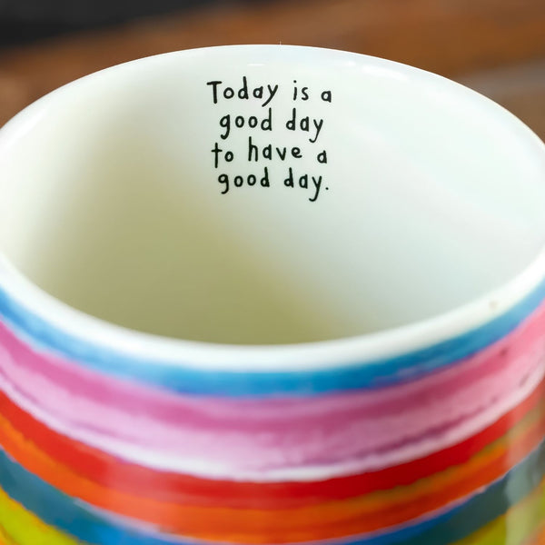 Rainbow Latte Mug with Inspirational Quote, 16 oz Ceramic Mug