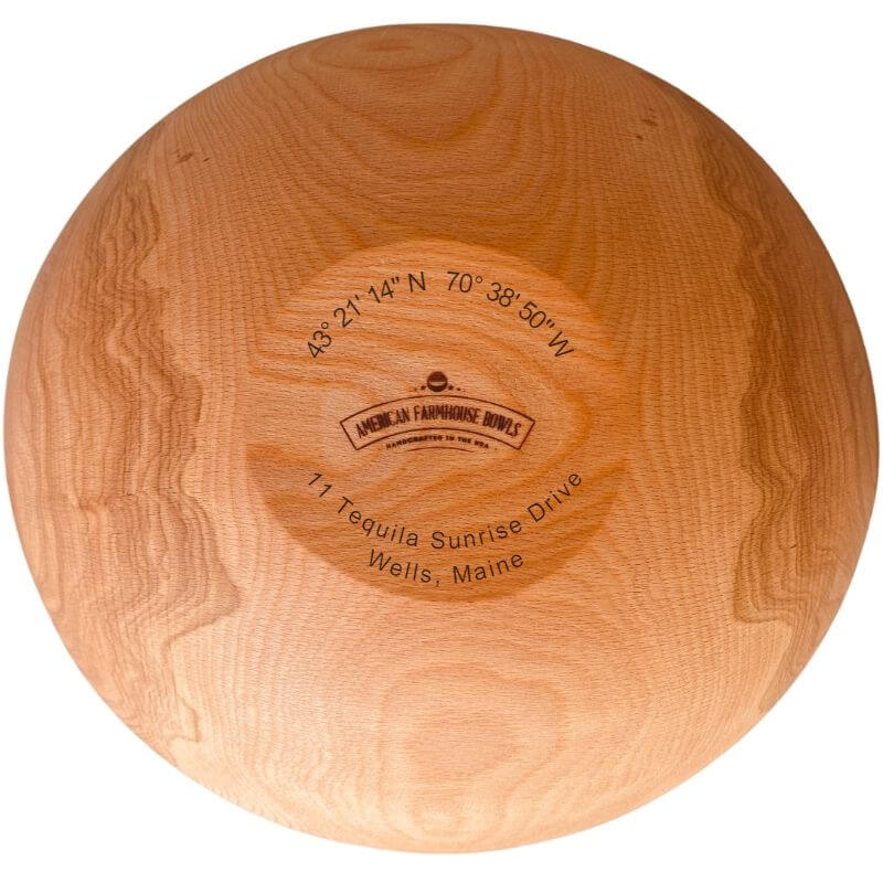 Latitude & Longitude Engraved Hardwood Bowl & Mezzaluna Chopper, 12" Bowls American Farmhouse Bowls   