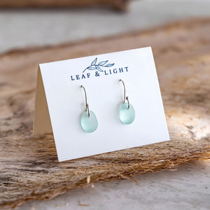 Handmade Light Aqua Sea Glass Inspired Drop Earrings With Assorted Shapes And Silver-Plated Ear Wires