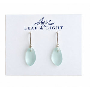 Light Aqua Sea Glass Dangle Earrings With Frosted Recycled Glass And Silver-Plated Ear Wires