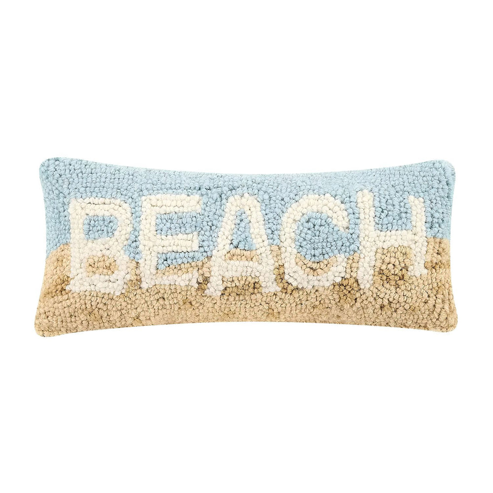 Light Blue And Sand Beach Hook Pillow 12x5 Coastal Throw Pillow