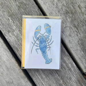 Blue Lobster Mini Note Card Box Set, Beach Stationery, Coastal Cards