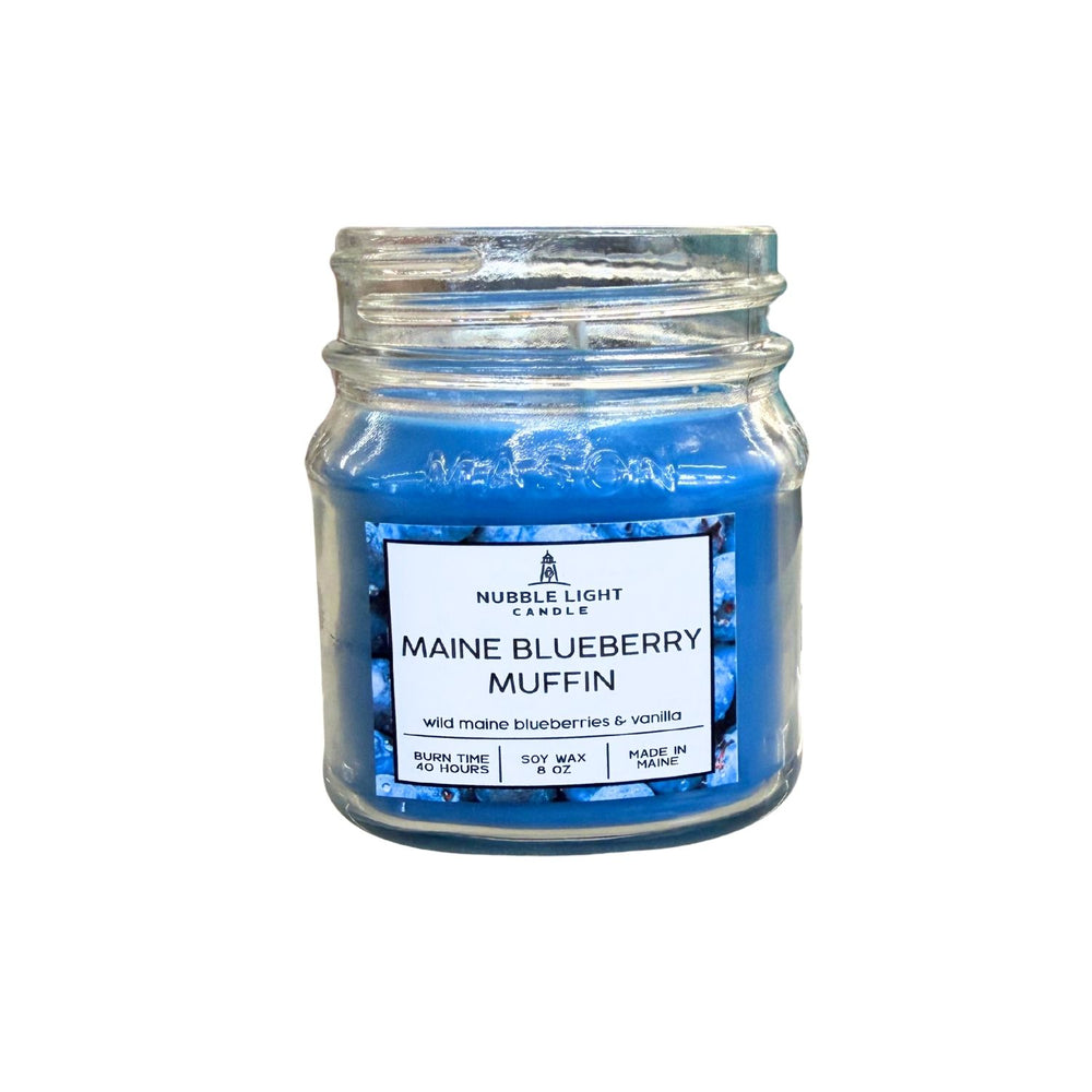 Maine Blueberry Muffin Soy Candle, 8 Oz Glass Mason Jar, Coastal Candle, Food Scented Candle, New England Candle, Kitchen Decor, Holiday Gift