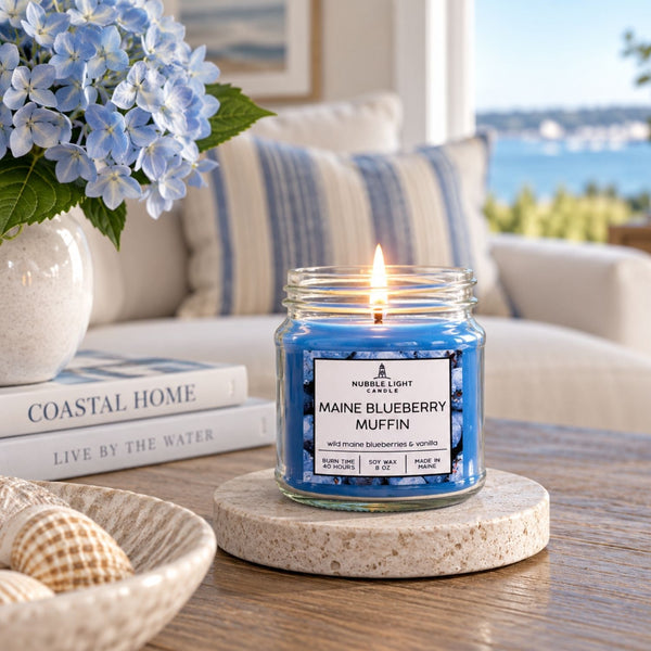 Maine Blueberry Muffin Soy Candle, 8 Oz Glass Mason Jar, Coastal Candle, Food Scented Candle, New England Candle, Kitchen Decor, Holiday Gift