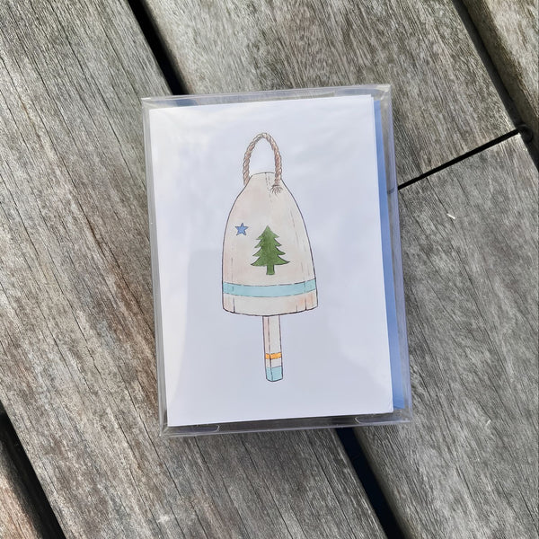 Maine Flag Buoy Mini Note Card Clear Box Packaging, Coastal Stationery, Maine Nautical Cards