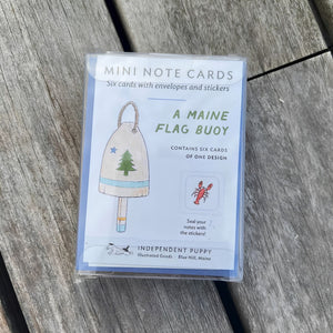 Maine Flag Buoy Note Card Box Set Back Info Sheet, Beach Stationery, Coastal Cards