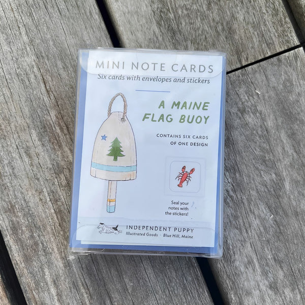 Maine Flag Buoy Note Card Box Set Back Info Sheet, Beach Stationery, Coastal Cards