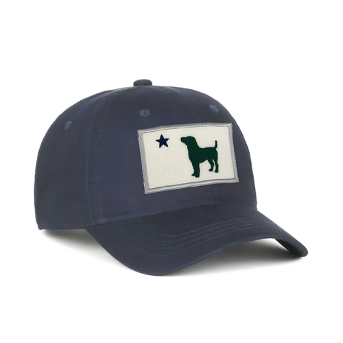 Navy Maine Flag Dog Patch Twill Baseball Cap with Embroidered Dog Silhouette and Star, Adjustable Hat, Maine Apparel, Dog Lover Gifts