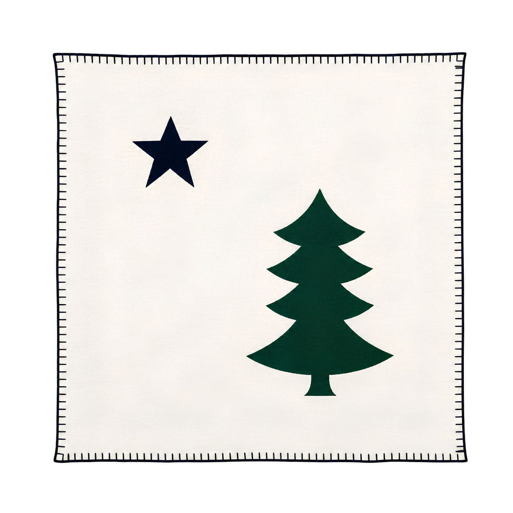 Maine Flag Knit Throw 45 X 45 With Pine Tree And Star Design, Coastal Gifts, Maine Gift Ideas