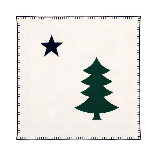 Maine Flag Knit Throw 45 X 45 With Pine Tree And Star Design, Coastal Gifts, Maine Gift Ideas