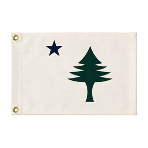 Maine Heritage Canvas Flag With Evergreen Tree And Navy Star, New England Coastal Wall Decor