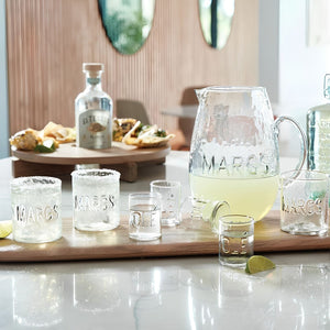MARGS Hammered Cocktail Glasses And Pitcher, Margarita Drinkware, Barware, Cocktail Serving Set, Entertaining Accessories