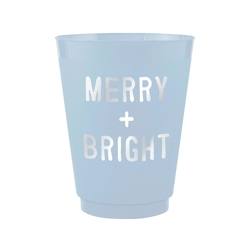 Blue Merry And Bright Reusable Cups, 16-Ounce Christmas Party Cups, Holiday Drinkware, Entertaining Supplies