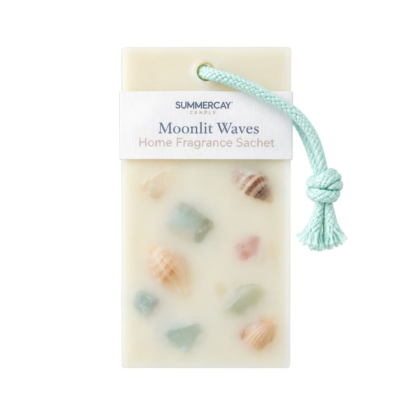 Moonlit Waves Scented Wax Sachet with Seashells and Crushed Stone, Soy Wax Closet Freshener, Coastal Home Fragrance