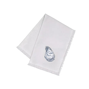 Oyster Pattern Cloth Napkins With Embroidered Shell Design, Coastal Dining, Beach House Decor And Hostess Gifts