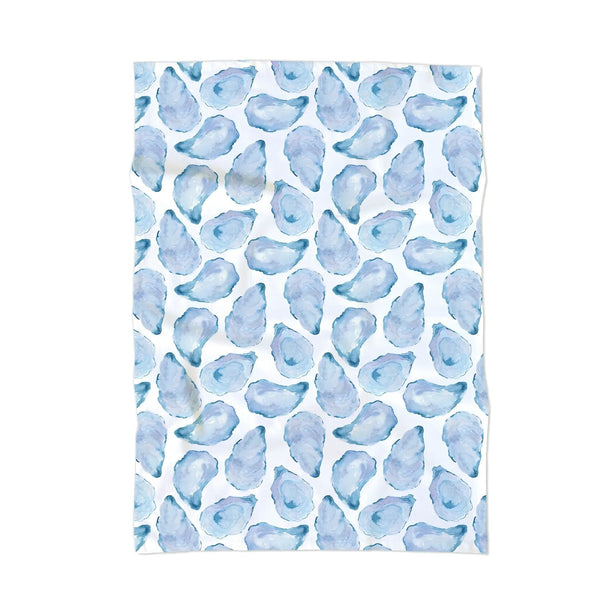 Oyster Shell Kitchen Towel With Watercolor Shell Design, 100% Cotton Flour Sack Tea Towel, Coastal Kitchen Decor